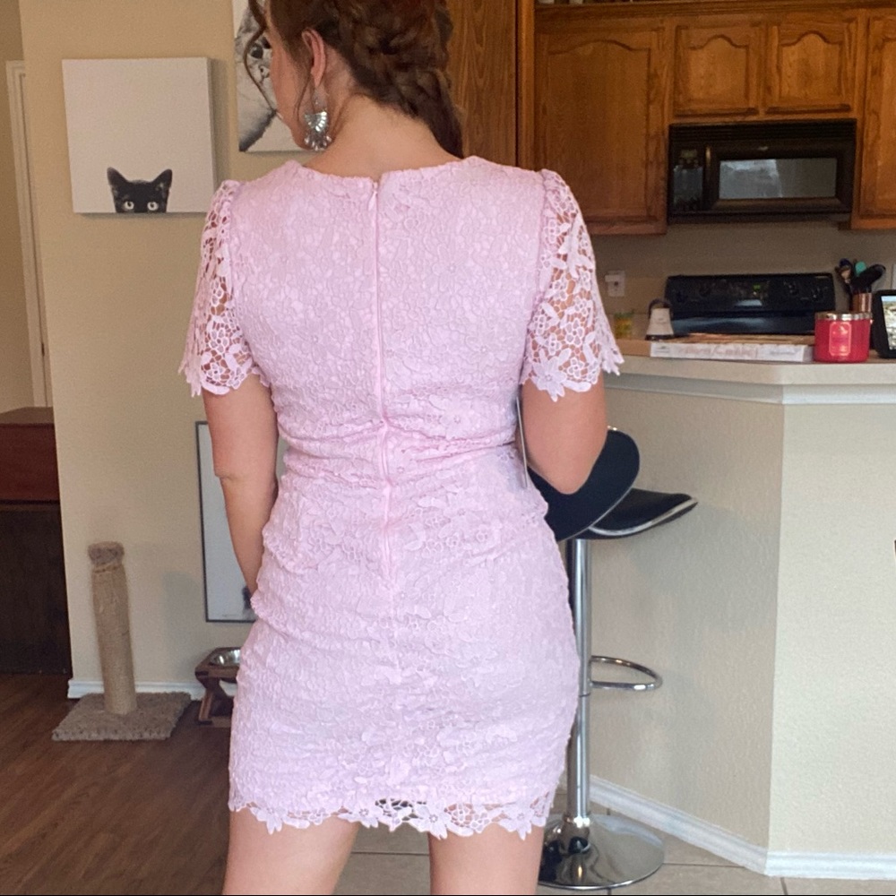 LuLus Blush Pink Lace Dress - Picture 5 of 8